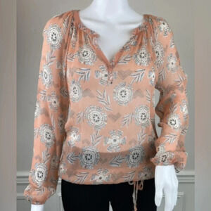 Lucky Brand Riviera Silk Floral Peasant blouse plus size 3X